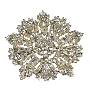 Vintage Bogoff Crystal Brooch Marquise Teardrop Baguette Stones Starburst ~ 2" - Foto 1 di 9
