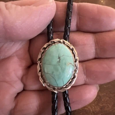 Corbata Nativo Americano Indio Navajo Bolo Verde Turquesa Impresionantes Corbatas Wow Zuni #D Foto 1 de 4