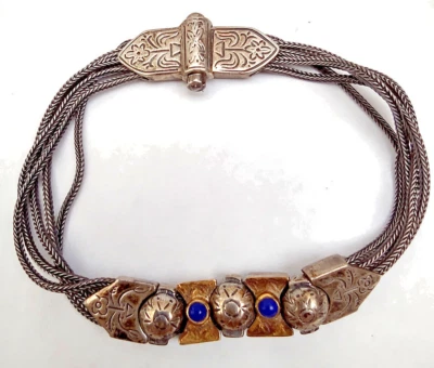 bracciale Greco 1960 maglie multiple in argento sterling 925 lapislazzuli e oro - Immagine 1 di 4