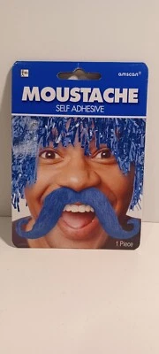 BIGOTE FALSO - Autoadhesivo Azul, NUEVO Foto 1 de 2