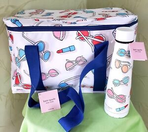 KATE  SPADE SUN'S OUT BEACH LUNCH PICNIC COOLER TOTE BAG &/or WATER BOTTLE:NWT