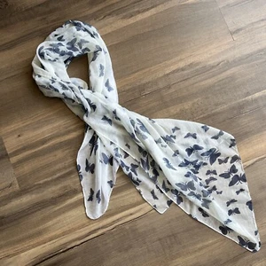Lightweight Rectangular Scarf Wrap Blue Butterfly Print 100% Viscose 70”x32.5” - Picture 1 of 7
