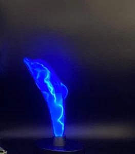 Lumisource 12" Electra Blue Glass Dolphin Electric Plasma Tesla Lightening  Lamp - Picture 1 of 6