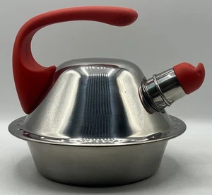 Vintage Efverlund Vinka IKEA Stainless Steel UFO Turtle Red Tea Kettle W/Whistle - Picture 1 of 10