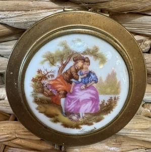 Limoges Francia Polvo/Espejo Compacto/Esponja Original De Colección - Imagen 1 de 5