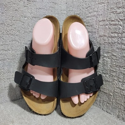 Sandalias Birkenstock Arizona Para Hombre Talla 10 Regular Negras Birko-Flor Doble Correa Foto 1 de 4