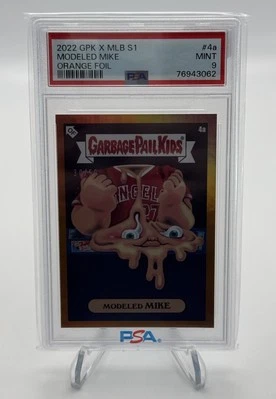 2022 Topps Garbage Pail Kids X MLB #4a MODELED MIKE TROUT Orange Foil /50 PSA 9 - Image 1 of 3
