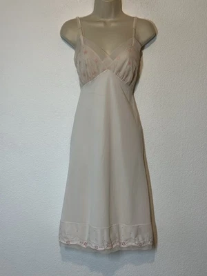 Vestido sin tirantes completo vintage años 60 Van Raalte rosa pálido bordado encaje talla 34 Foto 1 de 4