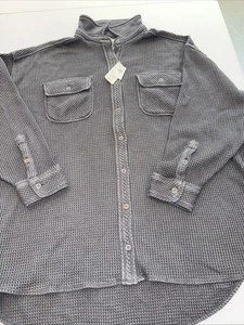 Camisa Aerie Lumberjane Tejida Gofre Con Botones Para Mujer Pequeña Gris Pequeña Nueva con Etiquetas $69 - Imagen 1 de 15