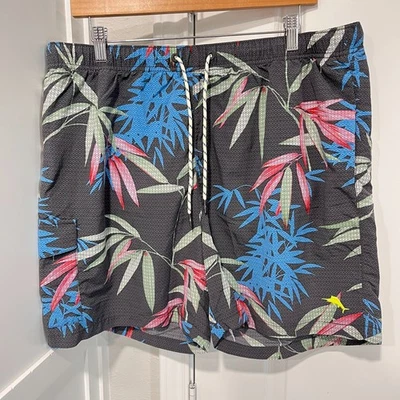 Tommy Bahama Bañador Para Hombre XL x 6.5" Gris Malla Forro Relax Floral Playa Foto 1 de 4