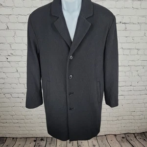 Bachrach Black Wool Blend Button Up Collared Inner Pockets Coat Size Medium M - Picture 1 of 19