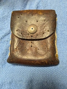 Bolsa de cinturón de cuero grueso Buffalo níquel vintage marrón occidental del ejército  - Imagen 1 de 9