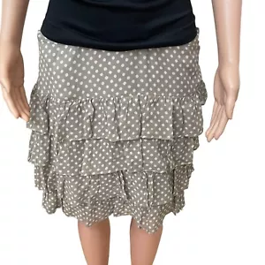 INC International Concepts 100% seda con volantes en capas falda a lunares, gris talla 14 - Imagen 1 de 8