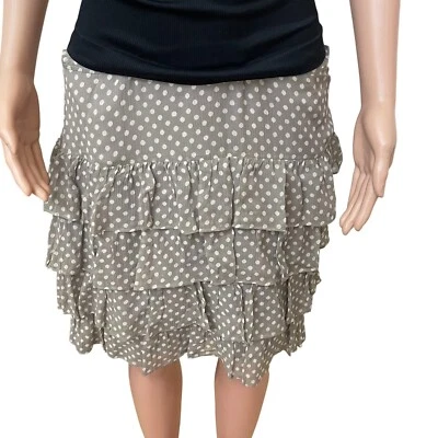 INC International Concepts 100% seda con volantes en capas falda a lunares, gris talla 14 Foto 1 de 4