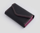 men women wallet purse cow Leather ID bank ID Card holder bag case purple H273