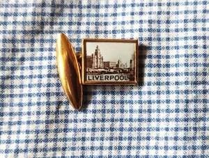 ANTIQUE ORIGINAL PHOTO/VINTAGE 1911-15 BRASS LIVERPOOL ENGLAND BRITISH CUFFLINK - Picture 1 of 4