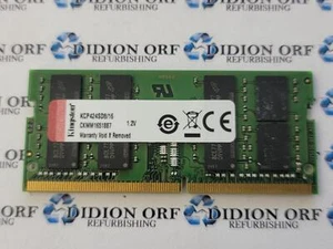 KINGSTON 16 GB DDR4 LAPTOP RAM PC4-2400 2Rx8 KCP424SD8/16, SKU 7902 - Picture 1 of 1