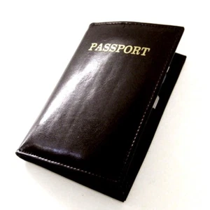 Schwarz Leder Reisepasshülle Reise Ausweis Dokument Etui Geldbörse - Bild 1 von 6