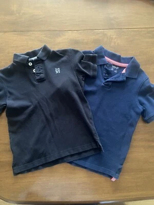 Lote de 2 camisas polo masculinas de manga curta P (6-7) azul marinho e preto - Imagem 1 de 4