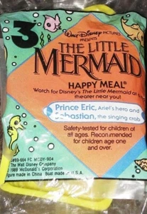 1989 Mcdonalds The Little Mermaid #3 Prince Eric & Sebastian New In Package - Picture 1 of 1