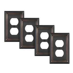 DEWENWILS 4-Pack Duplex Wall Plate, Metal Wall Outlet Cover, Aged Bronze, Duplex - Picture 1 of 8