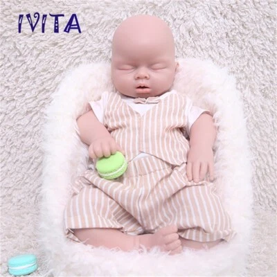 20'' Silicone Boy Eyes Closed Silicone Reborn Doll Mouth Open take a pacifier - Image 1 of 4