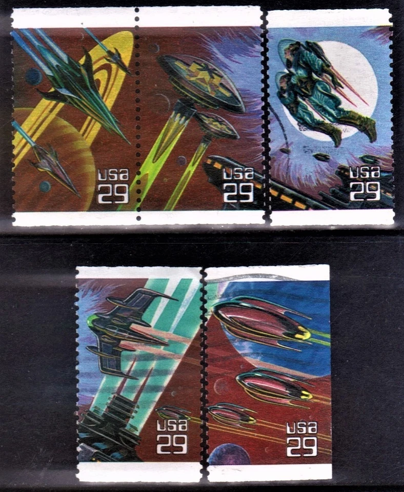OFF paper #2741-45 Space Fantasy 29c (used set of 5) 1993  _n138 - Image 1 of 1