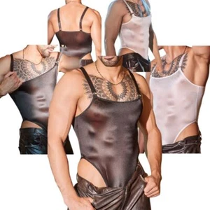 Men Jumpsuit Sissy Leotard Thong Bodysuit Sling Costume Lingerie Swimsuit Sheer - Picture 1 of 33
