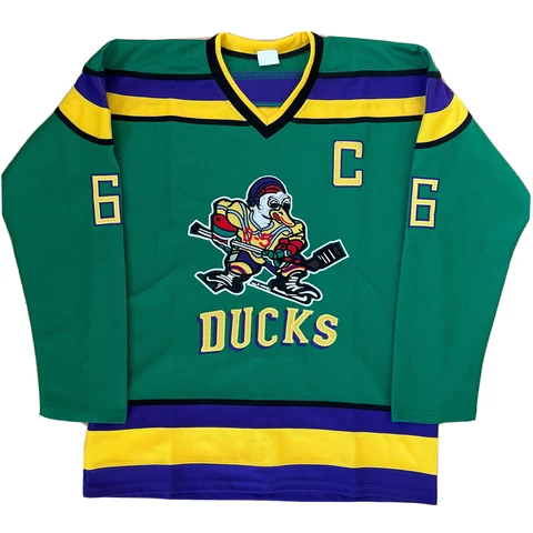 Gordon Bombay Mighty Ducks Hockey Jersey Large Green Multicolor Movie Promo Cover