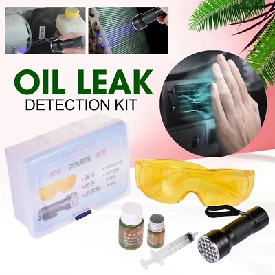 Kit de detección de fugas de aceite UV para sistema de CA automotriz con tinte y linterna Foto 1 de 4