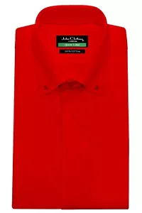 Polo uomo rossa con bottoni colletto Kent packet nascosto sartoriale vestibilità formale camicia - Foto 1 di 11