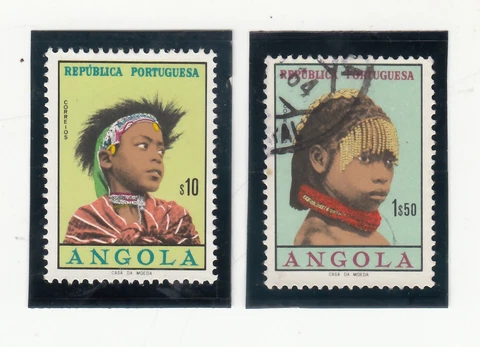 Angola 1961. Girls of Angola. Headgear, Costumes  10c, 1.50 $. Sc# 419, 424 Cover
