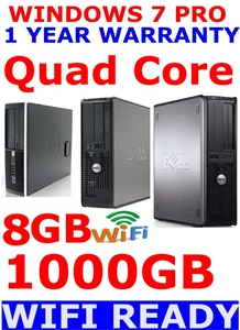 DELL 780 COMPUTER PC QUAD CORE 8GB 1000GB 1TB WIFI WINDOWS 7 PRO OR 10 PRO - Picture 1 of 1