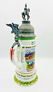 Kaiser 483 D Regimental Military Beer Stein Calvary Lid Eagle Lift VTG W German - Picture 1 of 21