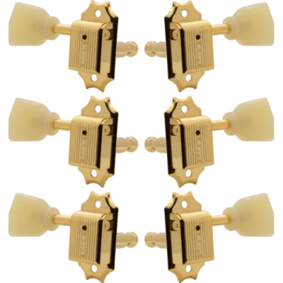 Sintonizadores, Kluson, 3 por lado, con clave perloide, Color: Dorado, Paquete de 6 Foto 1 de 2