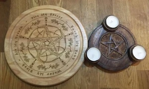 Wooden Pentagram & Wooden Tea Light Holder Pentagram - Picture 1 of 1