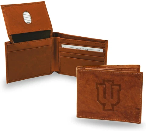 Indiana Hoosiers NCAA Embossed Leather Billfold Wallet NEW in Gift Tin Cover