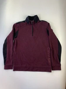 Suéter Calvin Klein Para Hombre S Borgoña y Negro 1/4 Cremallera - Imagen 1 de 3