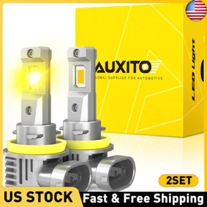 AUXITO 4x Amber H11 LED Headlights Kit Low Beam Bulbs Super Bright 3000K 24000LM - Picture 1 of 14