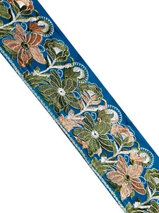 Vintage Indian Sari Border Sewing Embroidered Trim Ribbon Antique Lace DIY Home - Picture 1 of 8