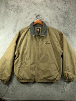 Gear For Sports Mens Bomber Jacket XL Brown Canvas Softshell Fleece Lined 50 Yrs - Image 1 of 4