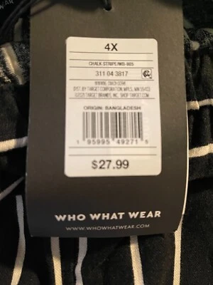 Pantalones cortos de mujer talla grande (3X o 4X) de tiro alto bolsa de papel Who What Wear negro/blanco Foto 1 de 4