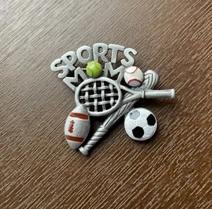 Pewter Sports Mom Pin Brooch  - Picture 1 of 4