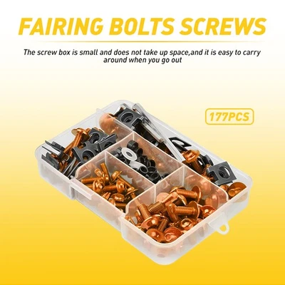 For Honda Suzuki Steel Yamaha Fairing Bolts Bodywork Gold Screws Set of 177pcs K Foto 1 de 4