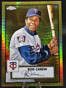 Topps 2021 cromo platino aniversario - Rod Carew #516 oro SP refractor de prisma - Imagen 1 de 2