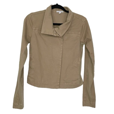 Chaqueta de Moto Estándar James Perse Recortada Ajustada 1 Mujer Pequeña Tostada Lados Acanalados Foto 1 de 4