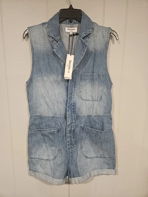 Pantalones cortos Juicy Couture de mezclilla lavados ligeros para mujer talla pequeña sin mangas nuevos con etiquetas   Foto 1 de 4