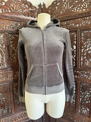 Juicy Couture Y2K VINTAGE Women’s Velvet Velour Zip Hoodie Jacket Gray Size SM - Image 1 of 4