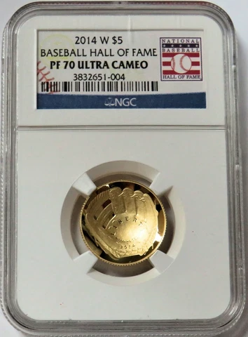 2014 W GOLD $5 NATIONAL BASEBALL HALL OF FAME PROOF COIN NGC PF 70 UC Cover
