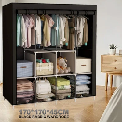 Mobiler Textil Kleiderschrank Stoffschrank Faltschrank Textilschrank Garderobe - Bild 1 von 4